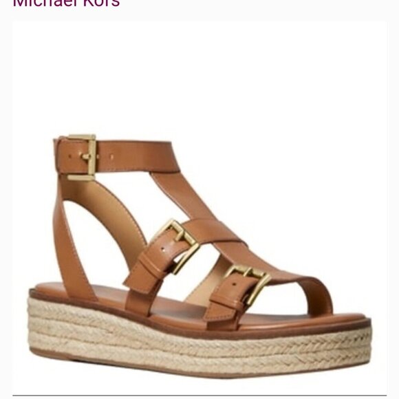 Michael Michael Kors Brown Leather Cunningham Summer Sandals Sz 9 - Picture 1 of 9
